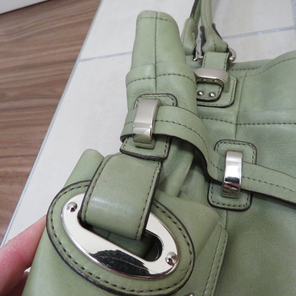 b. makowsky Light Sage Leather Shoulder Bag with Front Pockets - Picture 8 of 16